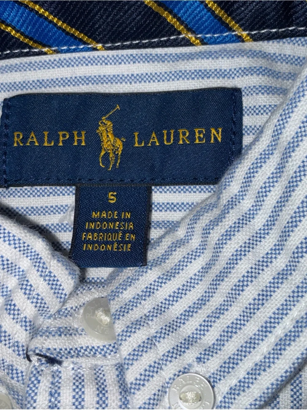 Ralph Lauren girls Oxford S/S shirt size 5 blue and white stripe button down